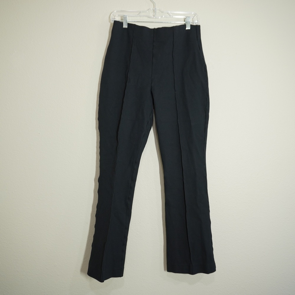 Spanx Size Large Flare Pants Black Seam Detail High Rise Trouser Casual Comfort